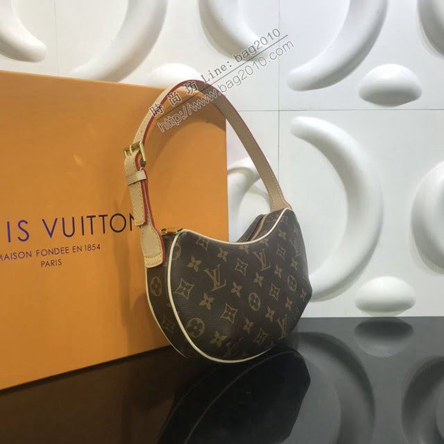 路易威登LV女包 M51510 POCHETTE CROISSANT手袋 lv中古款豌豆包 lv新款月亮包  ydh3811